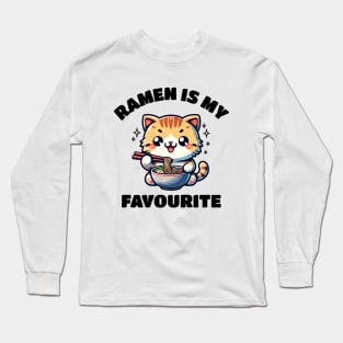 Ramen Is My Favourite Kawaii Cat Japanese Food Cat Lover Long Sleeve T-Shirt